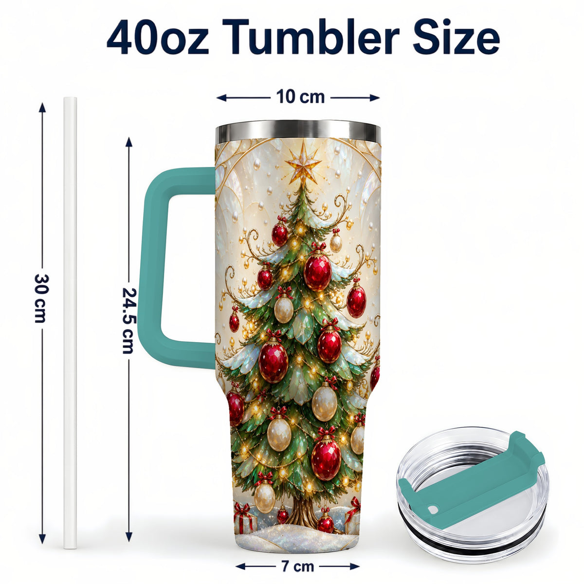 #pl[40oz|Green] Christmas Tree Tumbler 40oz, Ornament Stainless Steel Travel Cup