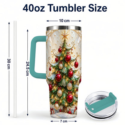 #pl[40oz|Green] Christmas Tree Tumbler 40oz, Ornament Stainless Steel Travel Cup