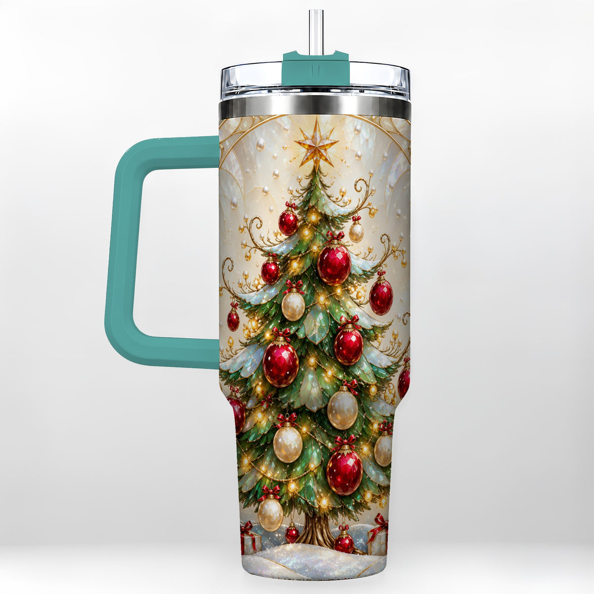 #pl[40oz|Green] Christmas Tree Tumbler 40oz, Ornament Stainless Steel Travel Cup