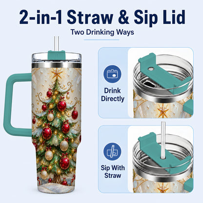 #pl[40oz|Green] Christmas Tree Tumbler 40oz, Ornament Stainless Steel Travel Cup