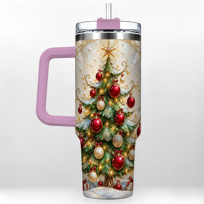 #pl[40oz|Pink] Christmas Tree Tumbler 40oz, Ornament Stainless Steel Travel Cup