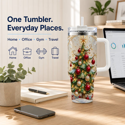 Christmas Tree Tumbler 40oz, Ornament Stainless Steel Travel Cup