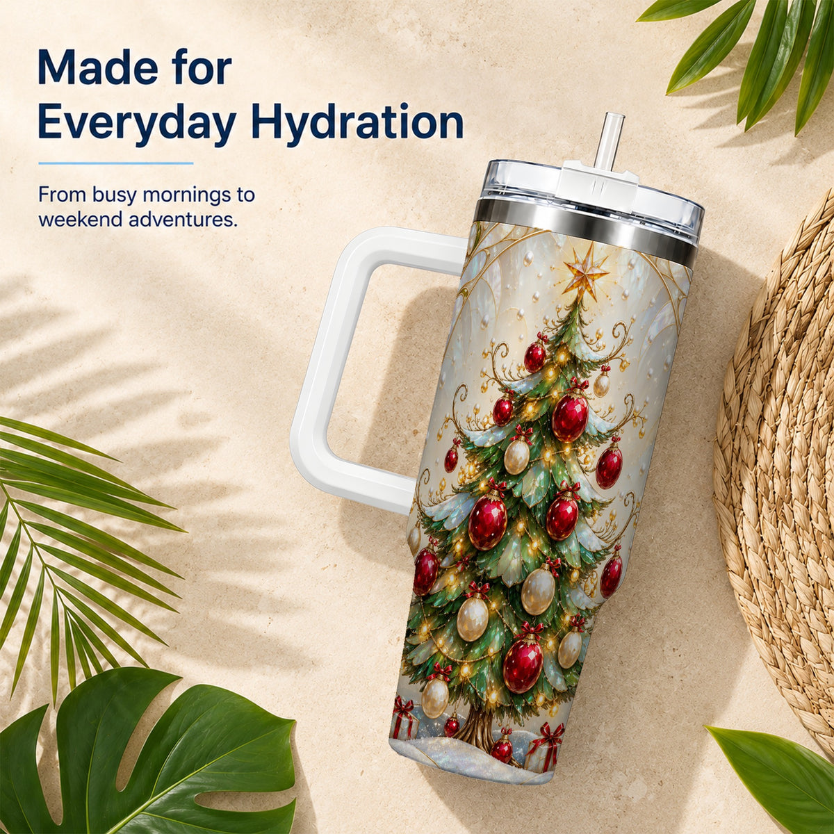 Christmas Tree Tumbler 40oz, Ornament Stainless Steel Travel Cup
