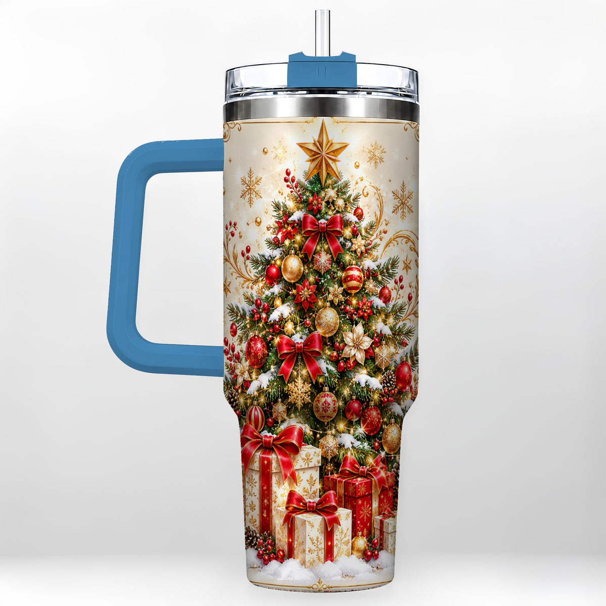 #pl[40oz|Blue] Christmas Tree Tumbler 40oz, Presents Stainless Steel Travel Cup