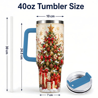 #pl[40oz|Blue] Christmas Tree Tumbler 40oz, Presents Stainless Steel Travel Cup