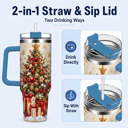 #pl[40oz|Blue] Christmas Tree Tumbler 40oz, Presents Stainless Steel Travel Cup