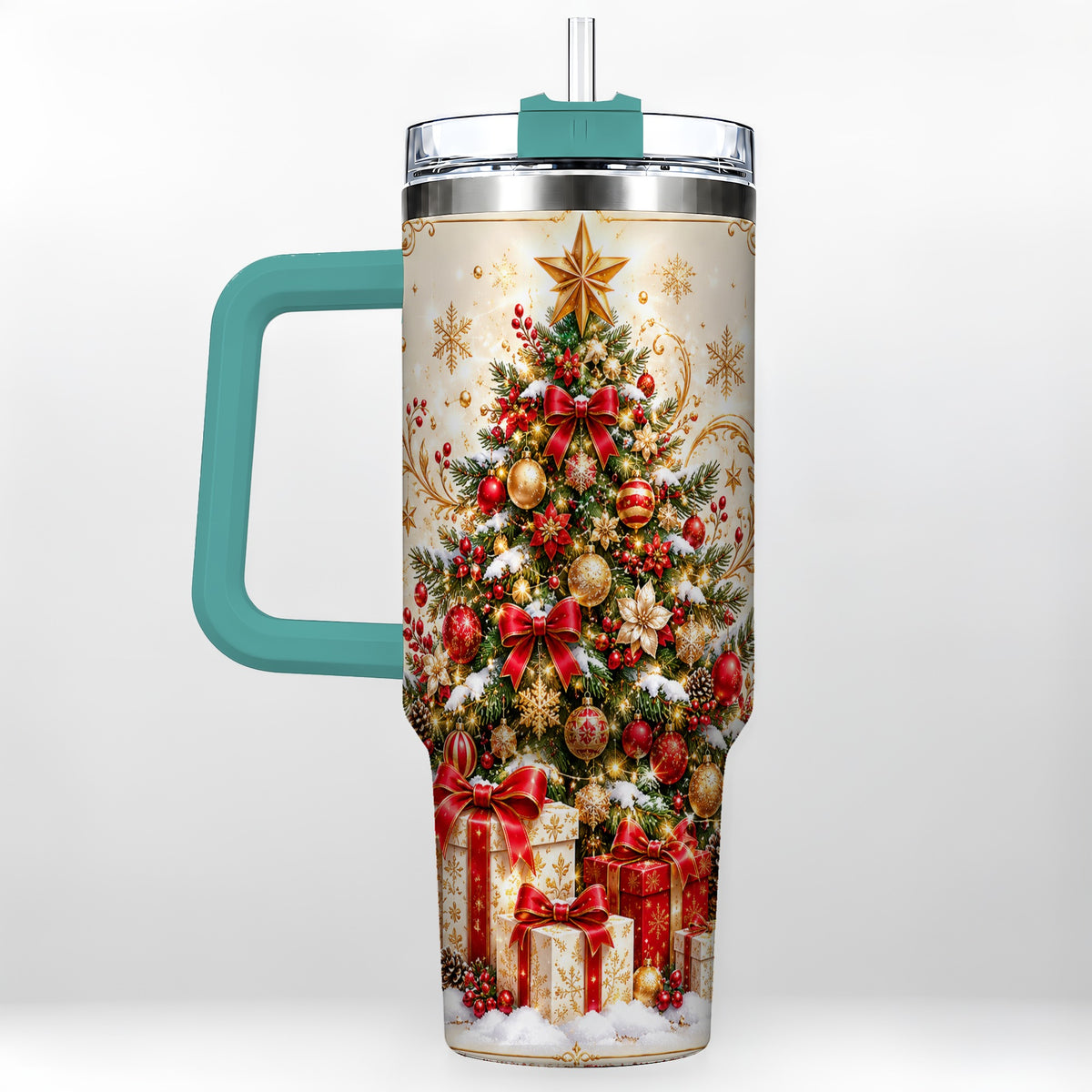 #pl[40oz|Green] Christmas Tree Tumbler 40oz, Presents Stainless Steel Travel Cup