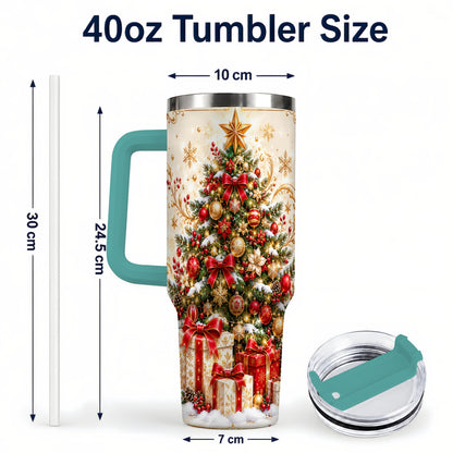 #pl[40oz|Green] Christmas Tree Tumbler 40oz, Presents Stainless Steel Travel Cup