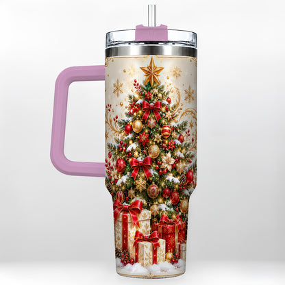 #pl[40oz|Pink] Christmas Tree Tumbler 40oz, Presents Stainless Steel Travel Cup
