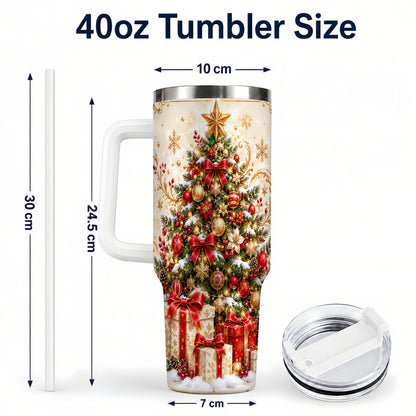 #pl[40oz|White] Christmas Tree Tumbler 40oz, Presents Stainless Steel Travel Cup