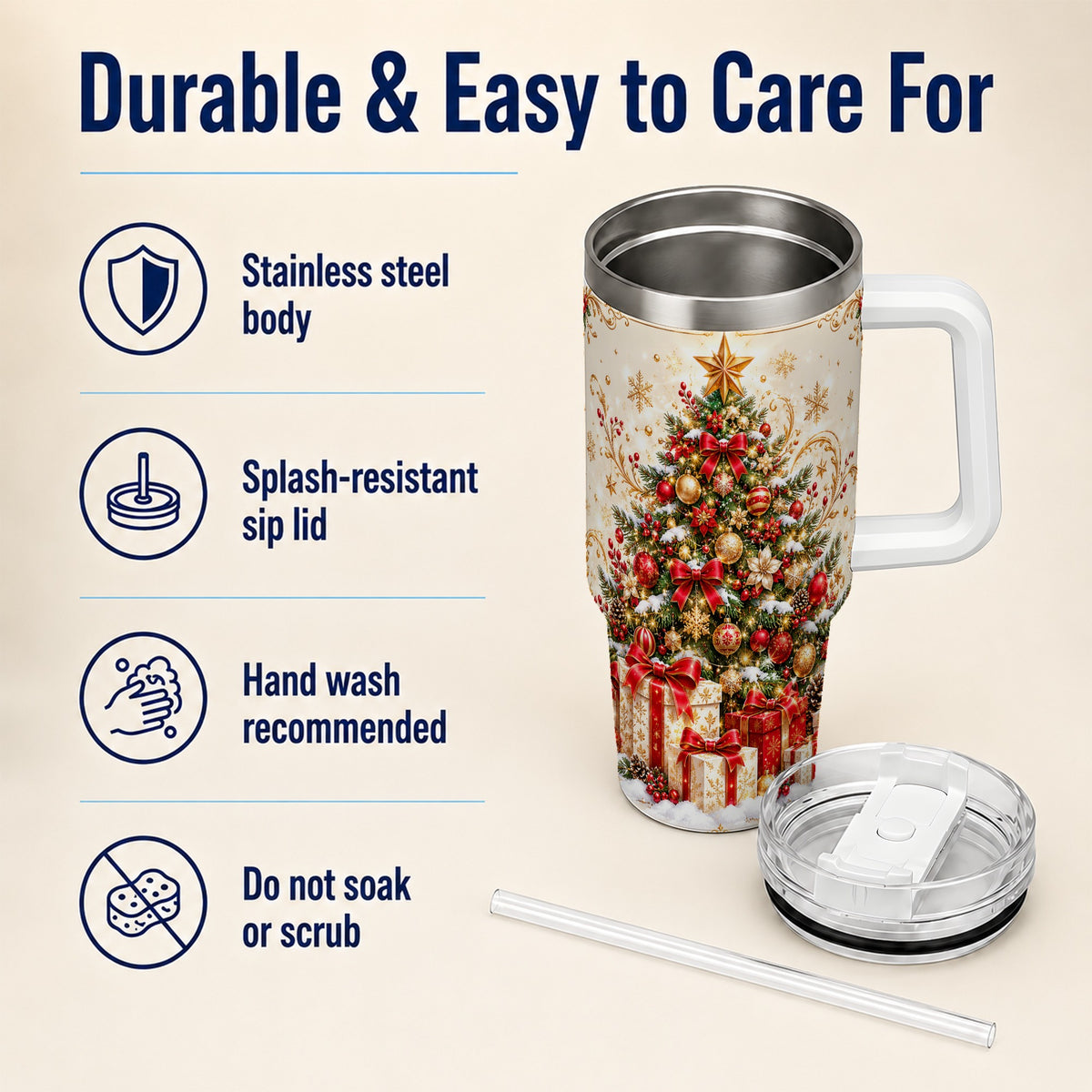 Christmas Tree Tumbler 40oz, Presents Stainless Steel Travel Cup