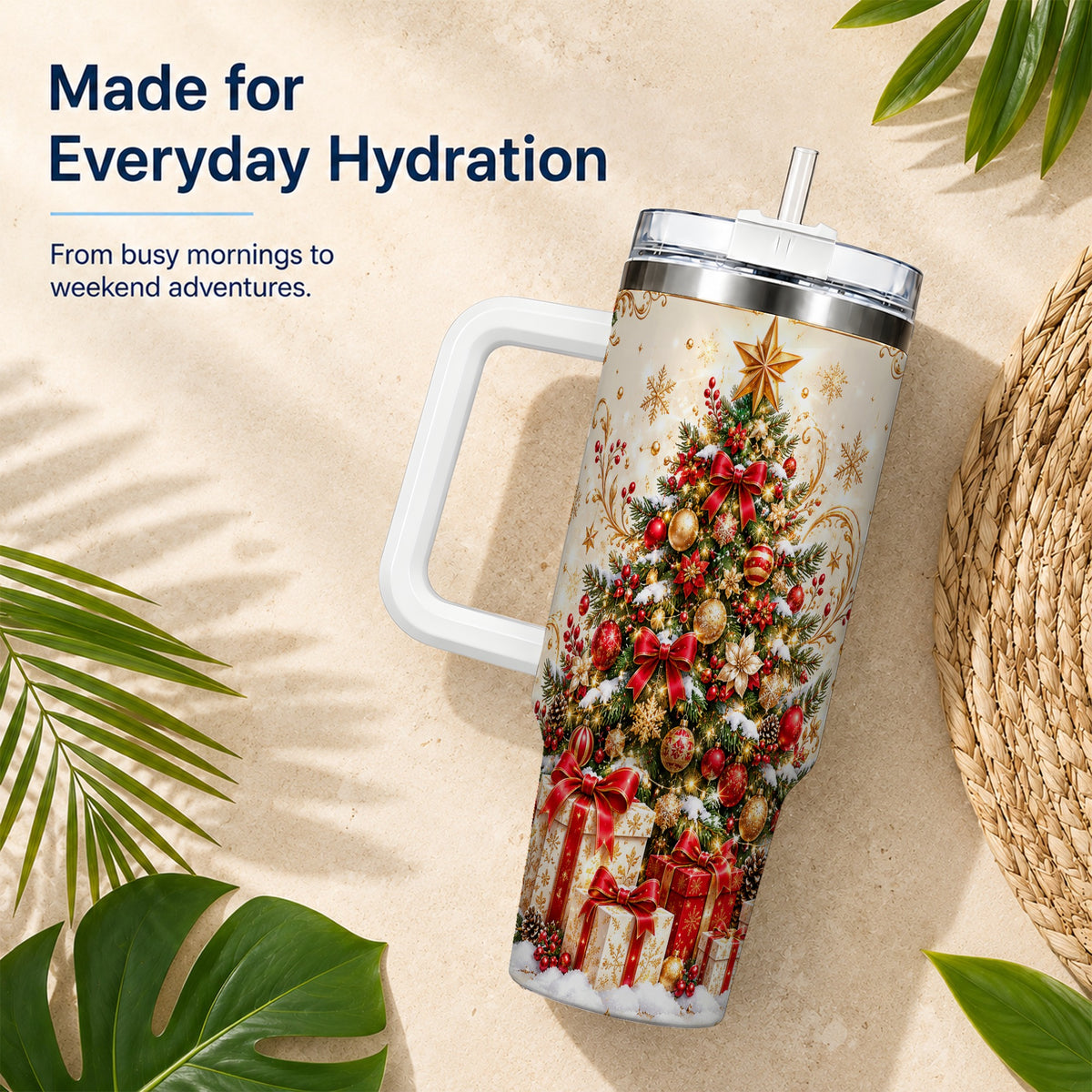 Christmas Tree Tumbler 40oz, Presents Stainless Steel Travel Cup