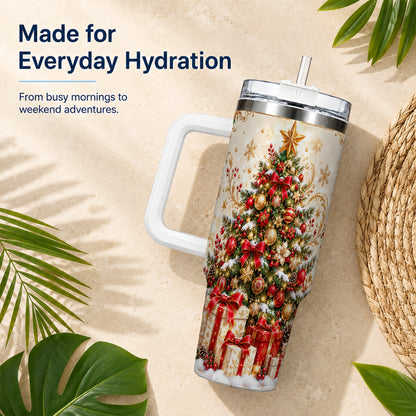Christmas Tree Tumbler 40oz, Presents Stainless Steel Travel Cup