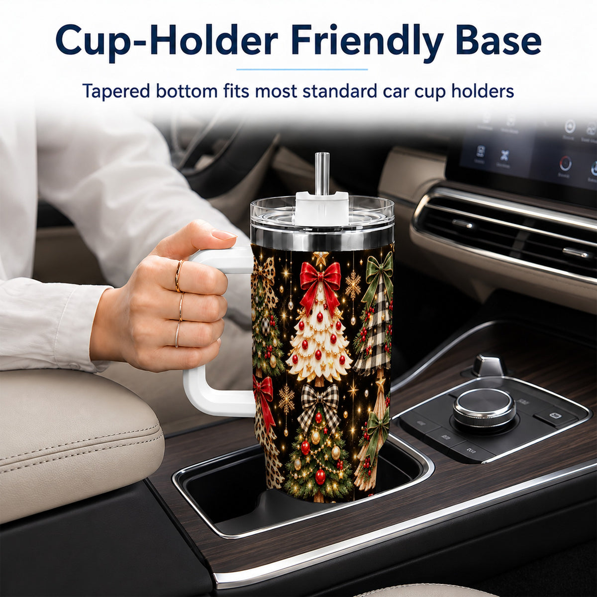 Plaid Trees 40oz Tumbler, Holiday Tumbler, Stainless Steel Travel Cup