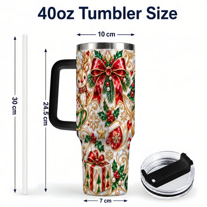 #pl[40oz|Black] Holiday Motif Tumbler 40oz, Christmas Tumbler, Stainless Steel Travel Cup