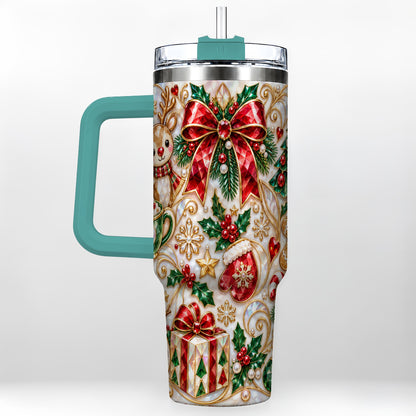 #pl[40oz|Green] Holiday Motif Tumbler 40oz, Christmas Tumbler, Stainless Steel Travel Cup
