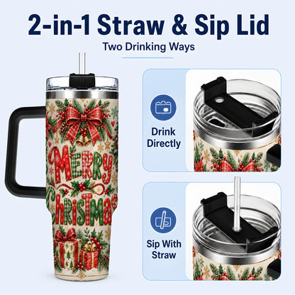 #pl[40oz|Black] Christmas Collage 40oz Tumbler, Holiday Tumbler, Stainless Steel Travel Cup
