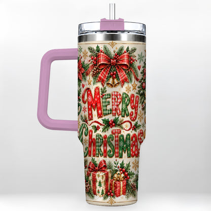#pl[40oz|Pink] Christmas Collage 40oz Tumbler, Holiday Tumbler, Stainless Steel Travel Cup