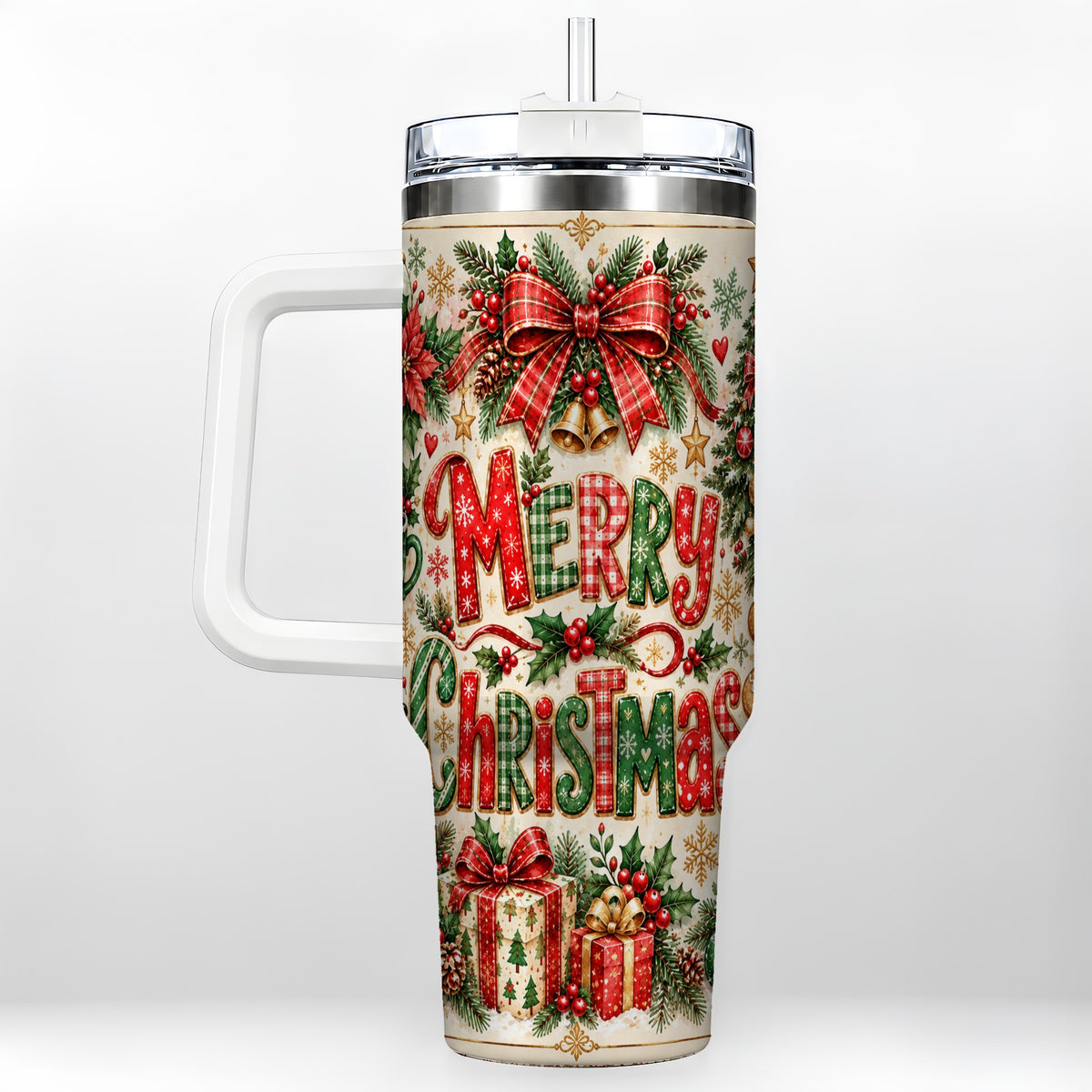 Christmas Collage 40oz Tumbler, Holiday Tumbler, Stainless Steel Travel Cup
