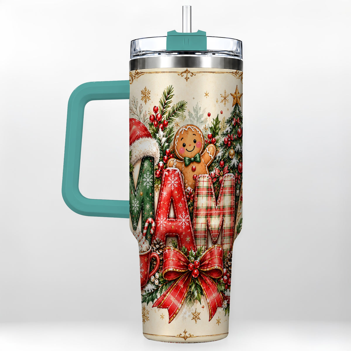 #pl[40oz|Green] Christmas Mom 40oz Tumbler, Holiday Tumbler, Stainless Steel Travel Cup