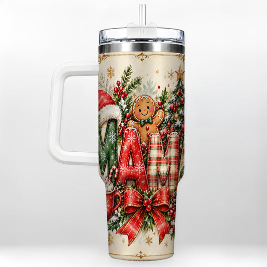 Christmas Mom 40oz Tumbler, Holiday Tumbler, Stainless Steel Travel Cup