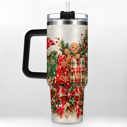 #pl[40oz|Black] Holiday Lettering Tumbler 40oz, Festive Tumbler, Stainless Steel Travel Cup