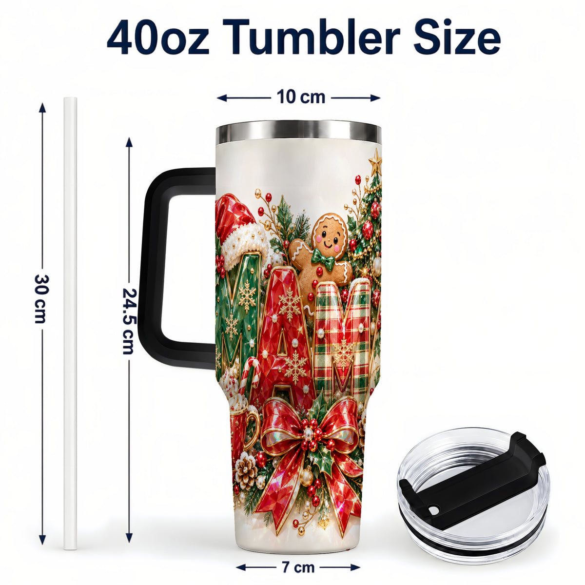#pl[40oz|Black] Holiday Lettering Tumbler 40oz, Festive Tumbler, Stainless Steel Travel Cup