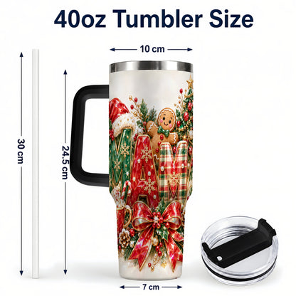 #pl[40oz|Black] Holiday Lettering Tumbler 40oz, Festive Tumbler, Stainless Steel Travel Cup