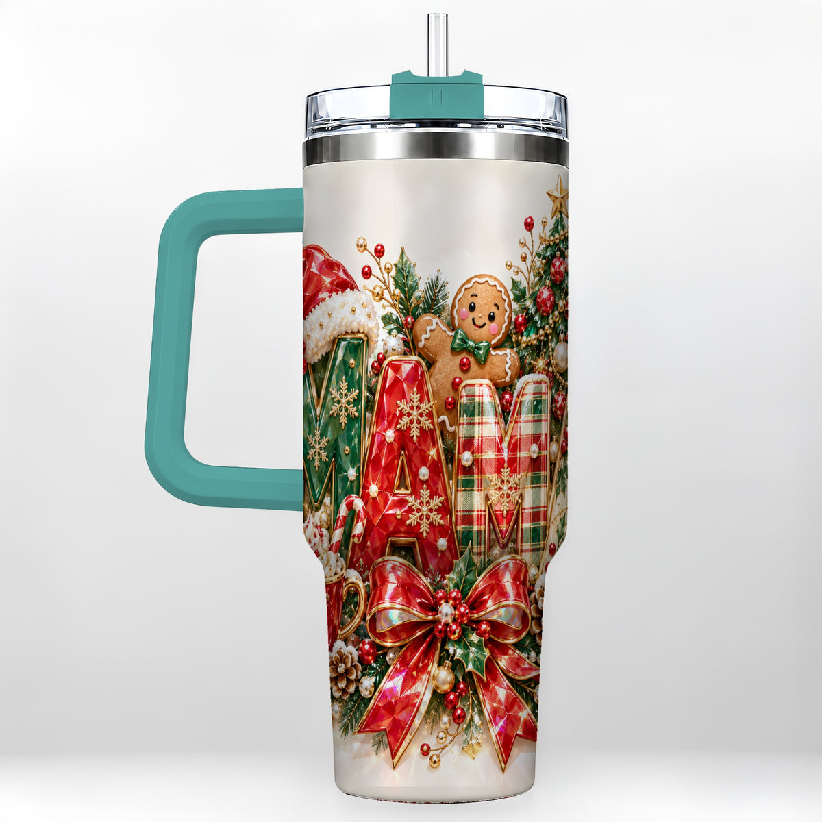 #pl[40oz|Green] Holiday Lettering Tumbler 40oz, Festive Tumbler, Stainless Steel Travel Cup