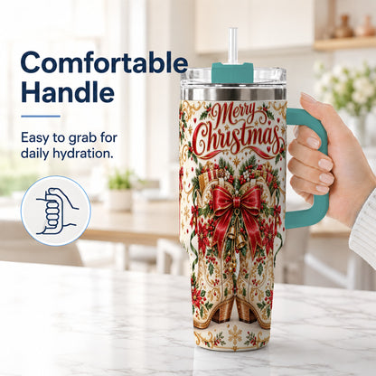 #pl[40oz|Green] Western Holiday Tumbler 40oz, Boots Tumbler, Stainless Steel Travel Cup