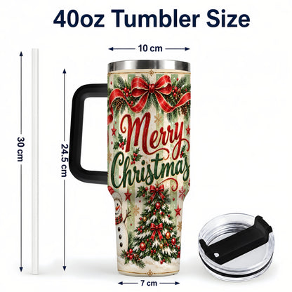 #pl[40oz|Black] Classic Holiday Tumbler 40oz, Snowman Tumbler, Stainless Steel Travel Cup