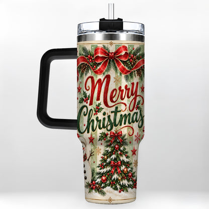 #pl[40oz|Black] Classic Holiday Tumbler 40oz, Snowman Tumbler, Stainless Steel Travel Cup