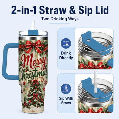 #pl[40oz|Blue] Classic Holiday Tumbler 40oz, Snowman Tumbler, Stainless Steel Travel Cup