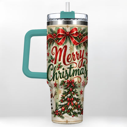 #pl[40oz|Green] Classic Holiday Tumbler 40oz, Snowman Tumbler, Stainless Steel Travel Cup