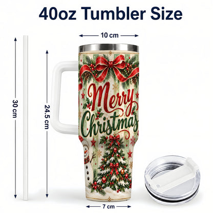 #pl[40oz|White] Classic Holiday Tumbler 40oz, Snowman Tumbler, Stainless Steel Travel Cup