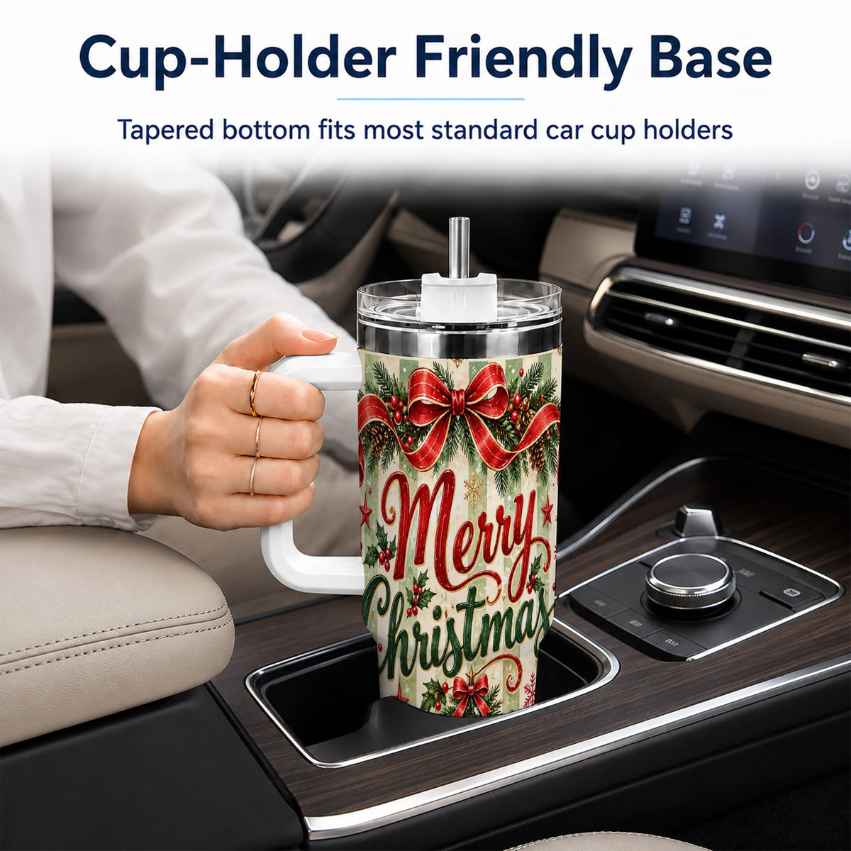 Classic Holiday Tumbler 40oz, Snowman Tumbler, Stainless Steel Travel Cup