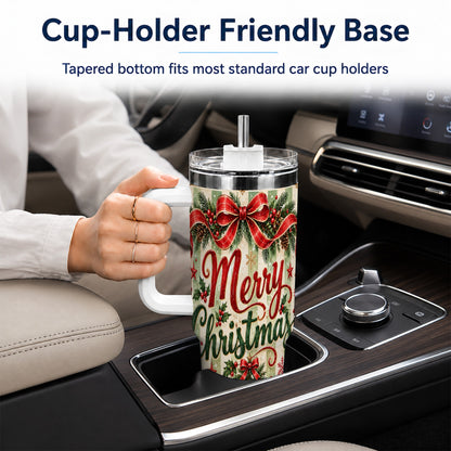 Classic Holiday Tumbler 40oz, Snowman Tumbler, Stainless Steel Travel Cup