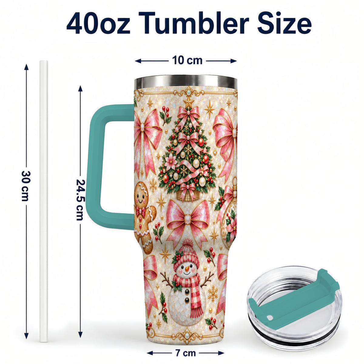 #pl[40oz|Green] Pink Mosaic Tumbler 40oz, Snowman Tumbler, Stainless Steel Travel Cup