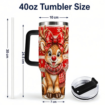 #pl[40oz|Black] Cute Reindeer 40oz Tumbler with Handle, Winter Stainless Steel Travel Cup
