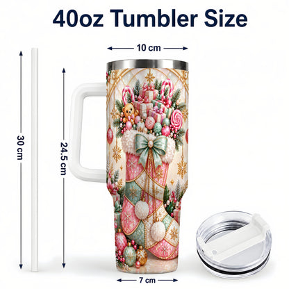 #pl[40oz|White] Christmas Stocking 40oz Tumbler with Handle, Holiday Travel Cup