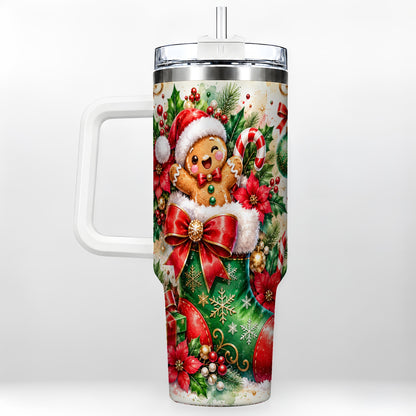 Gingerbread 40oz Tumbler, Christmas Stainless Steel Travel Cup