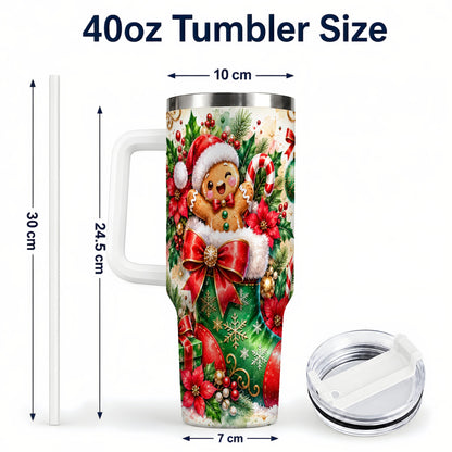 #pl[40oz|White] Gingerbread 40oz Tumbler, Christmas Stainless Steel Travel Cup