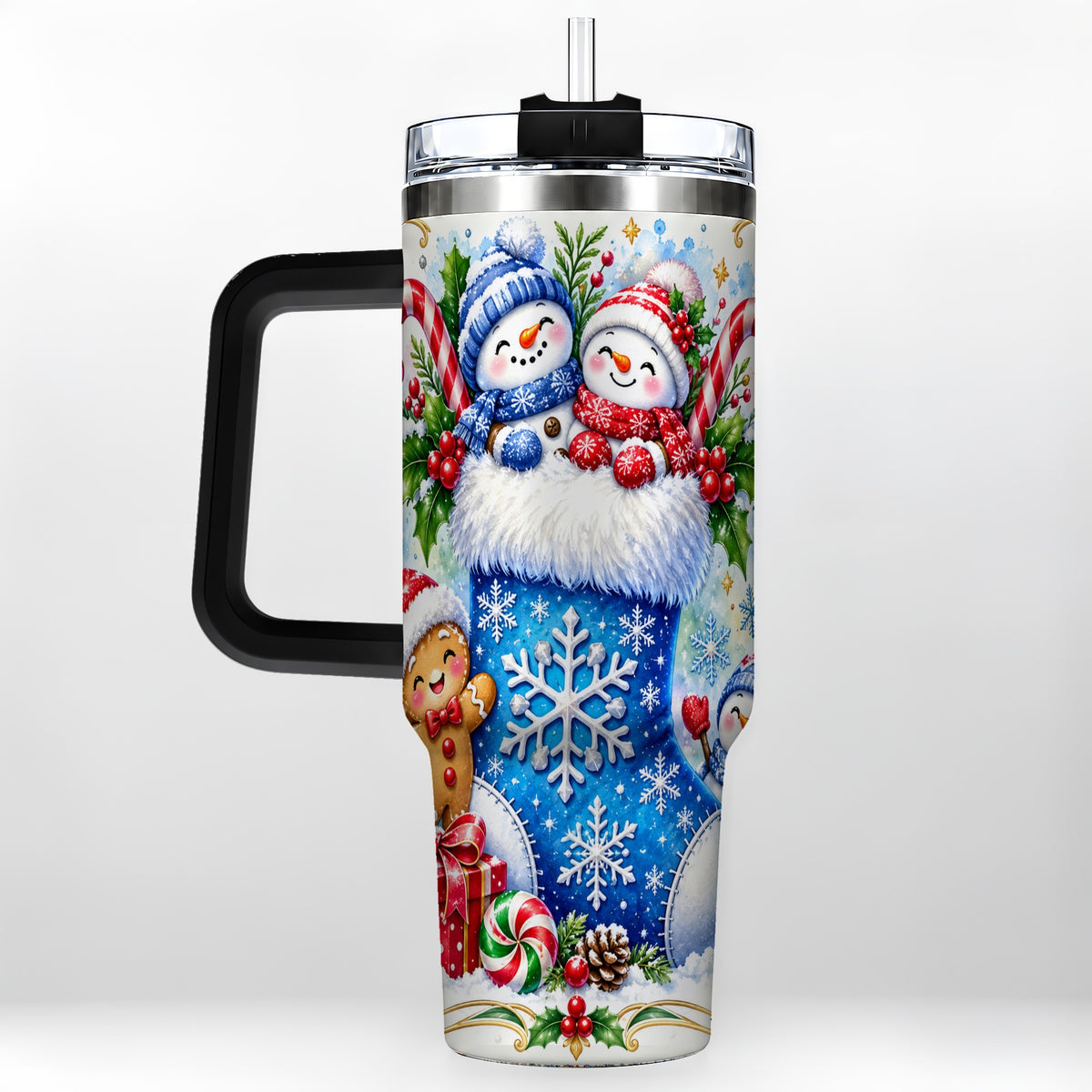 #pl[40oz|Black] Snowman 40oz Tumbler, Christmas Stainless Steel Travel Cup