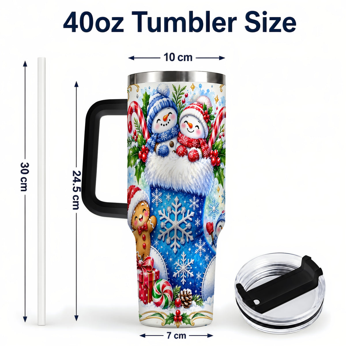 #pl[40oz|Black] Snowman 40oz Tumbler, Christmas Stainless Steel Travel Cup