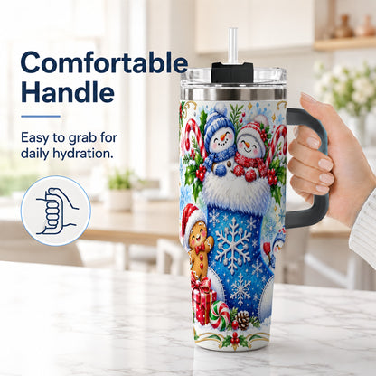 #pl[40oz|Black] Snowman 40oz Tumbler, Christmas Stainless Steel Travel Cup