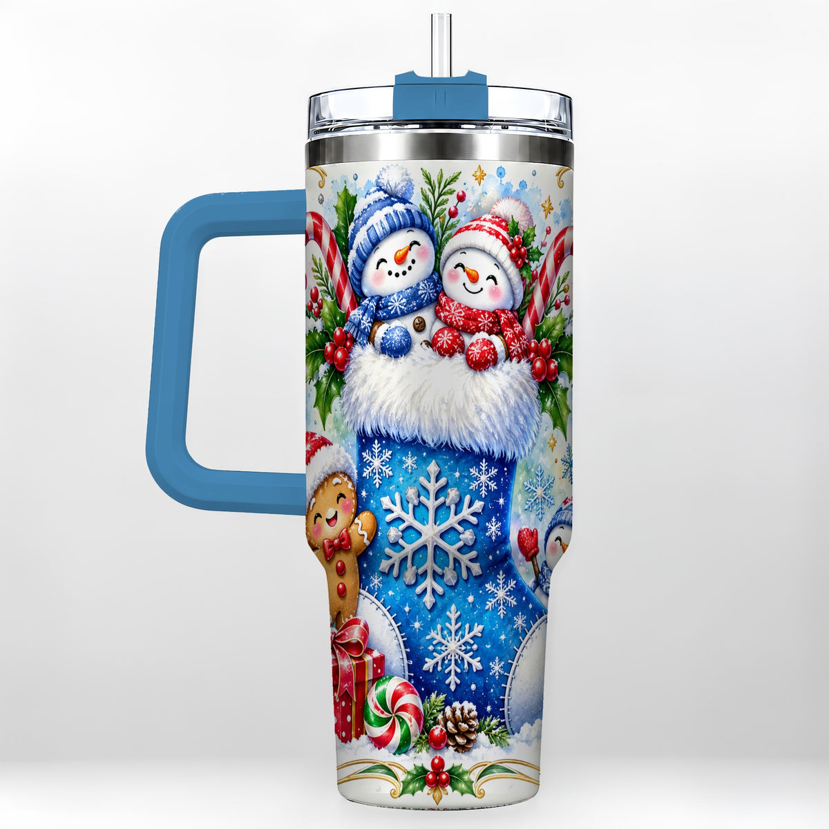 #pl[40oz|Blue] Snowman 40oz Tumbler, Christmas Stainless Steel Travel Cup