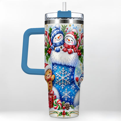 #pl[40oz|Blue] Snowman 40oz Tumbler, Christmas Stainless Steel Travel Cup