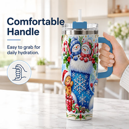#pl[40oz|Blue] Snowman 40oz Tumbler, Christmas Stainless Steel Travel Cup