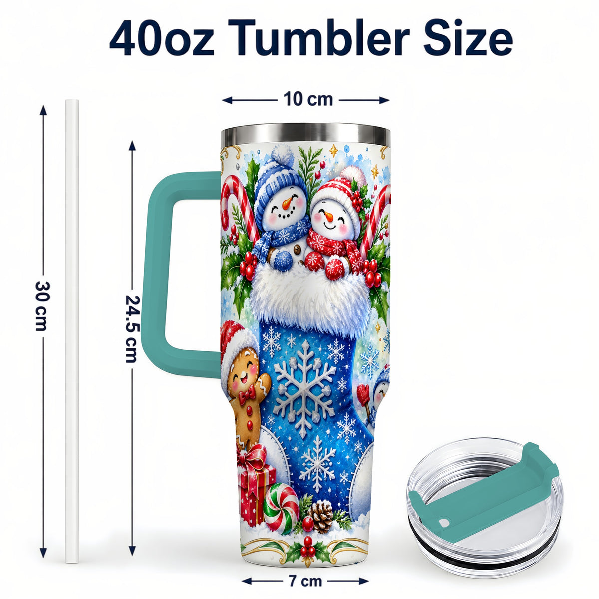 #pl[40oz|Green] Snowman 40oz Tumbler, Christmas Stainless Steel Travel Cup
