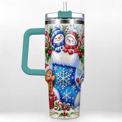 #pl[40oz|Green] Snowman 40oz Tumbler, Christmas Stainless Steel Travel Cup